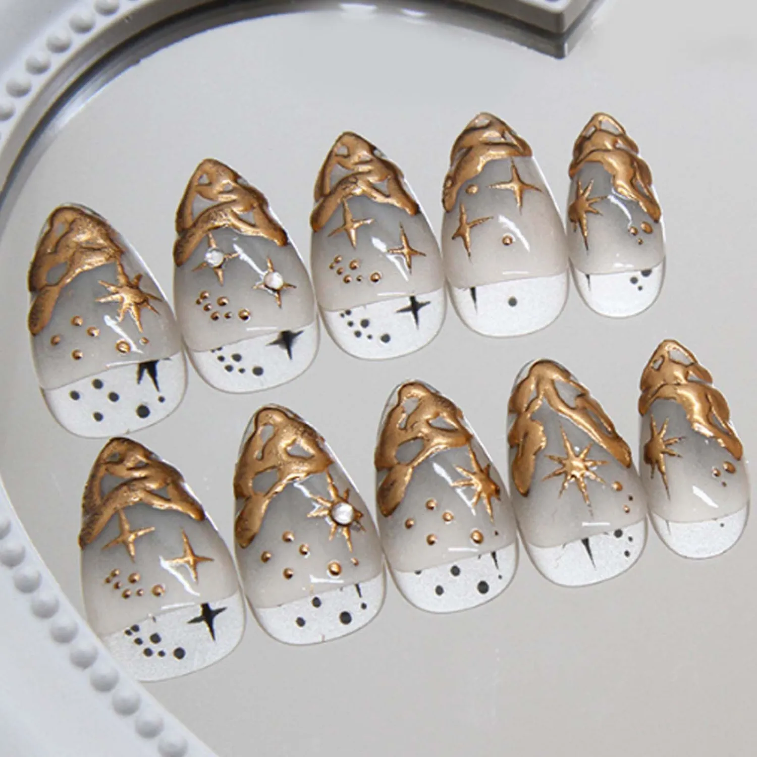 Hkanlre Almond Fake Nude Nails Tips Full Cover False Medium Nails Summer Flower Press on Nails for Women 24PCS