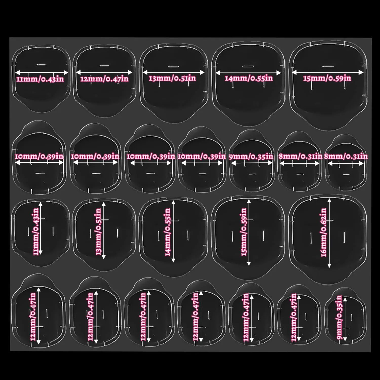 1200 pcs (50 Sheets) Press on Nail Adhesive Tabs, 12 Sizes of Transparent Fake Nail Stickers, Waterproof Breathable Thin Manicure Nails Glue Sticker, Super Sticky Double-Sided Jelly Nails Tape