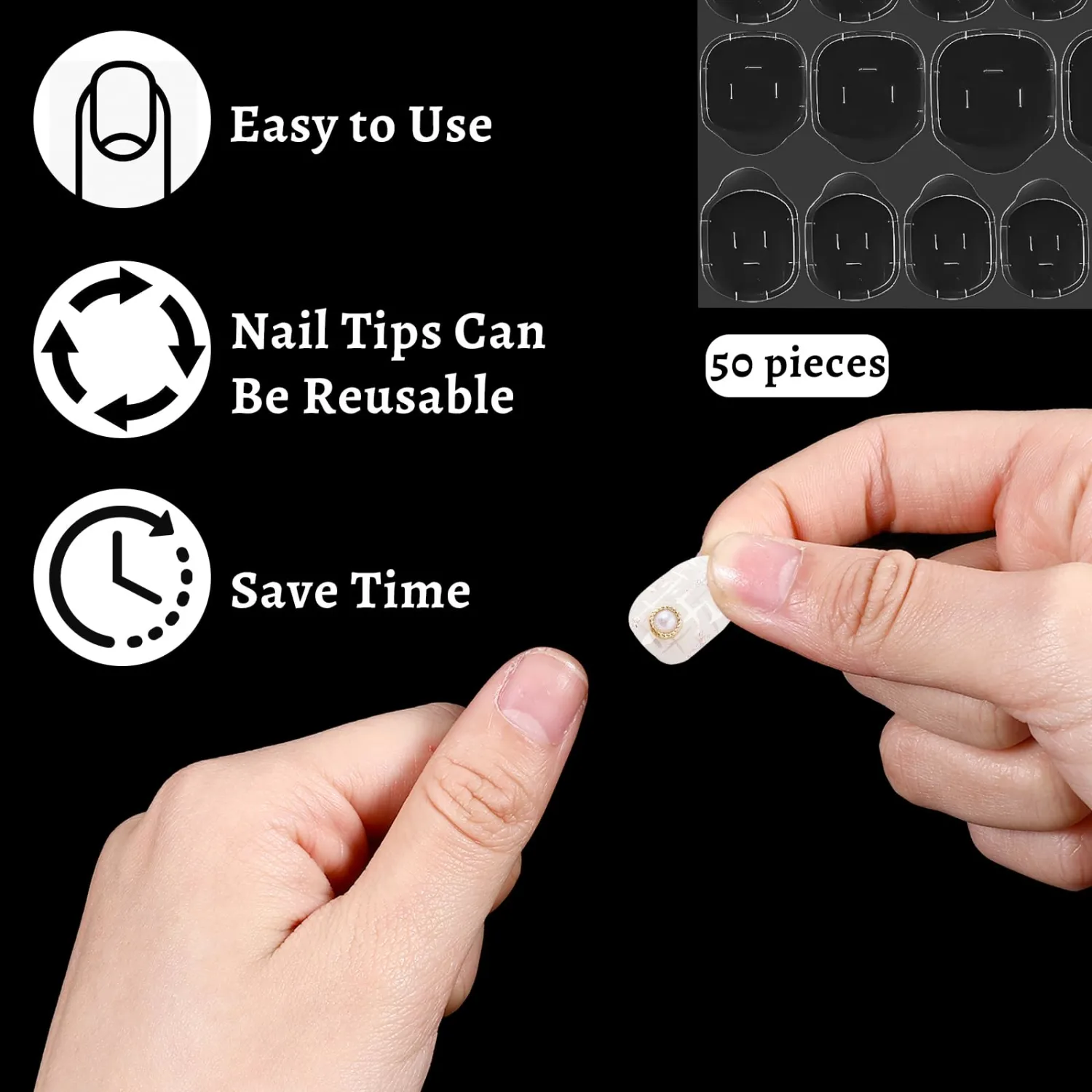 1200 pcs (50 Sheets) Press on Nail Adhesive Tabs, 12 Sizes of Transparent Fake Nail Stickers, Waterproof Breathable Thin Manicure Nails Glue Sticker, Super Sticky Double-Sided Jelly Nails Tape