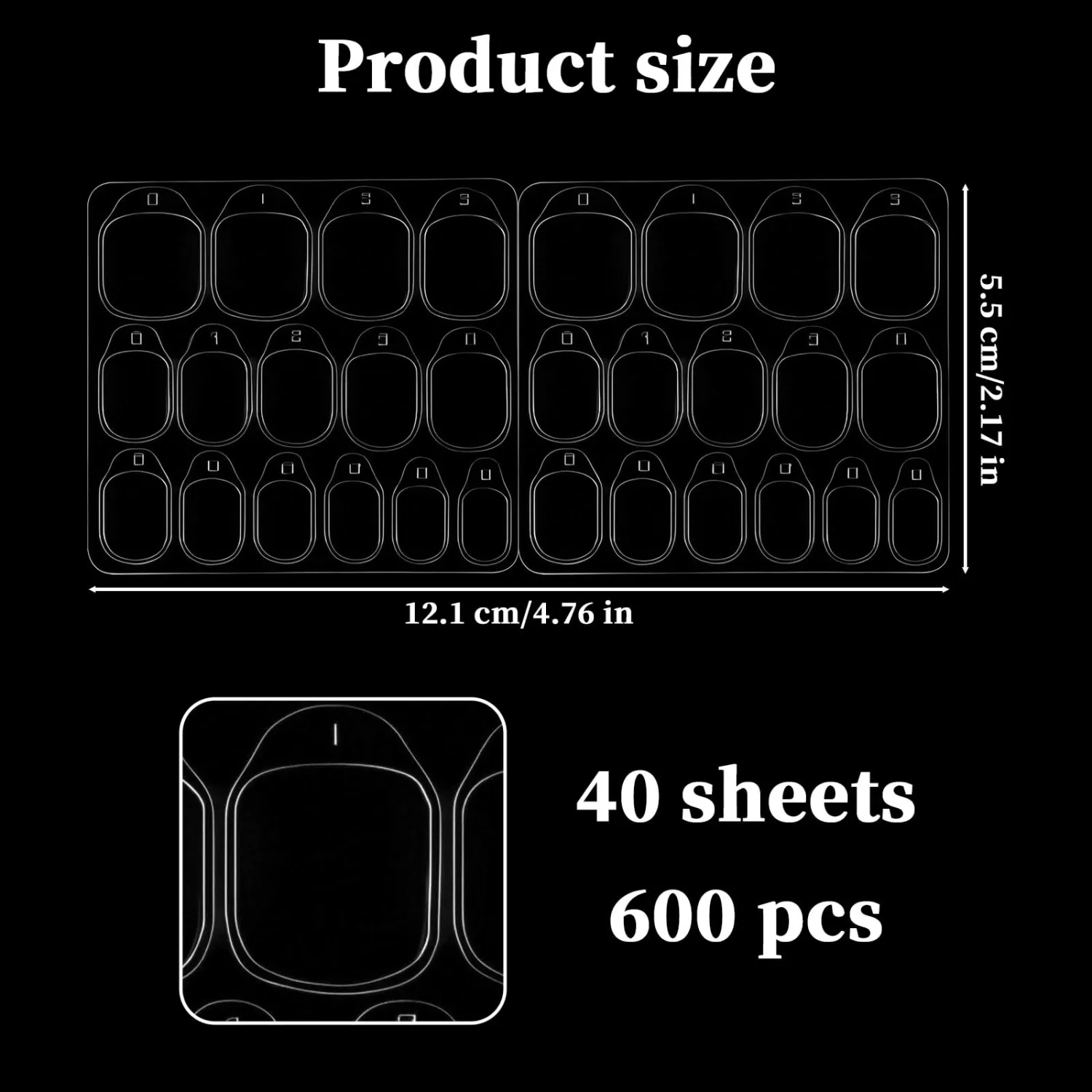 40 Sheets 600 Pcs Nails Stickers for Press Ons, Clear Ultra Thin Press On Nail Sticky Tab's, 15 Sizes Sticky Tab's for Nail's & Nail-Adhesive-Tabs for Manicures