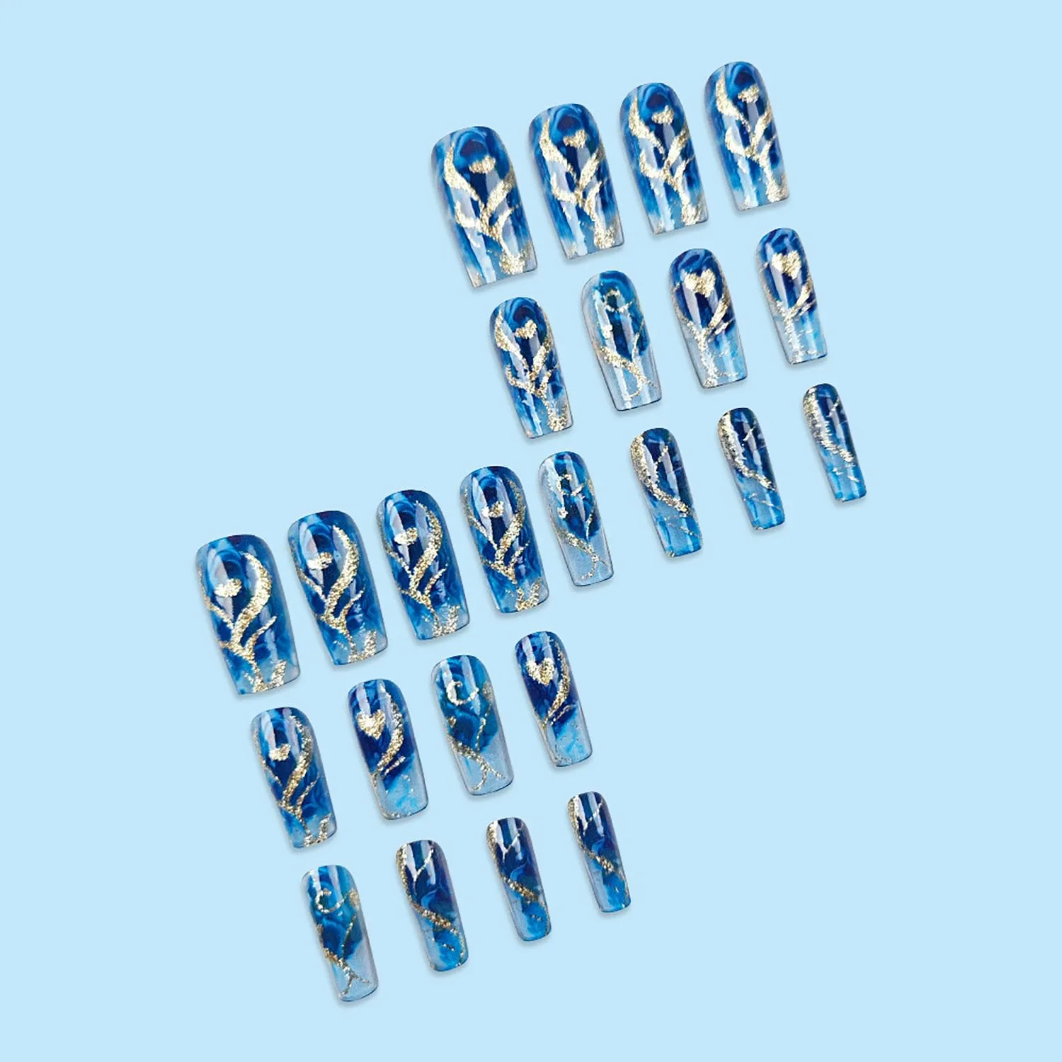 Press on Nails Medium Square Shaped Acrylic Medium Square Shaped False Nails with Designs Artificial Short Coffin Fake Nails with Charms Glue ons Fingernails for Women Girls(CY1092)