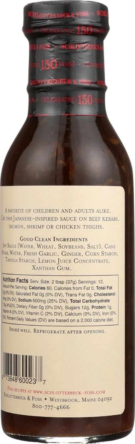 Schlotterbeck & Foss Garlic Teriyaki Sauce, 12 FZ