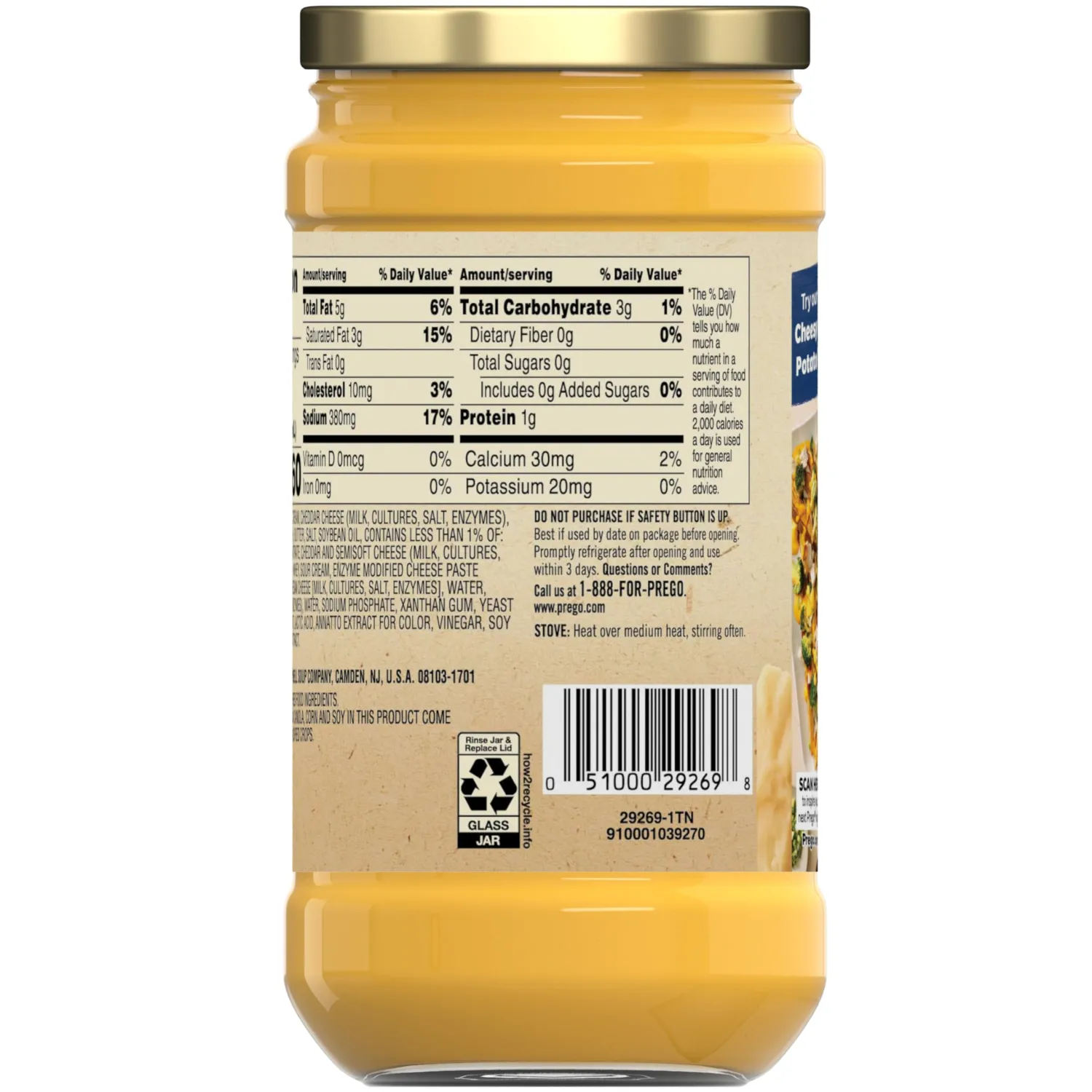 Prego Creamy Cheddar Cheese Sauce,14.5 oz Jar,(Pack of 2)
