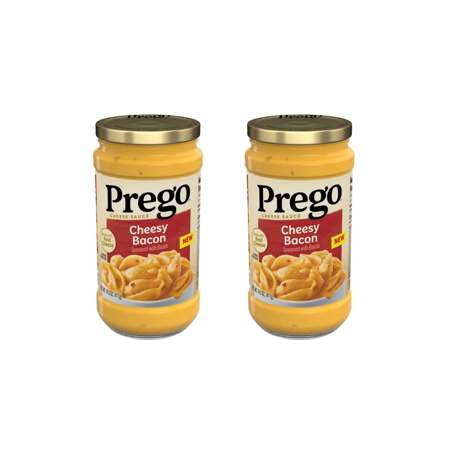 Prego Cheesy Bacon Cheddar Cheese Sauce, 14.5 oz Jar (Pack of 2)