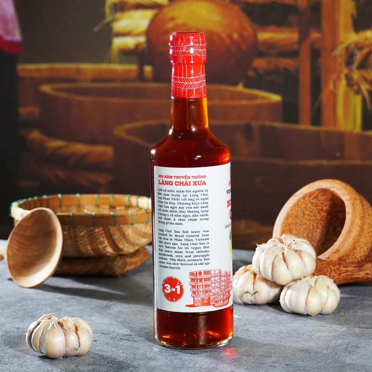 Làng Chài Xưa Premium Vietnamese Vegan Fish Sauce – Authentic and Flavorful Marinades and Sauces for Grilling, Dipping, and Cooking (500ml)