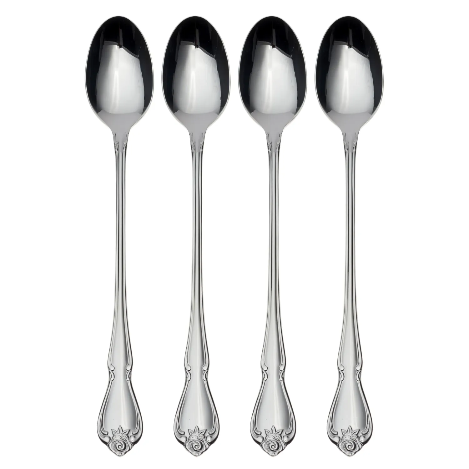 Oneida True Rose Iced Tea Spoons, Set of 4,Silver