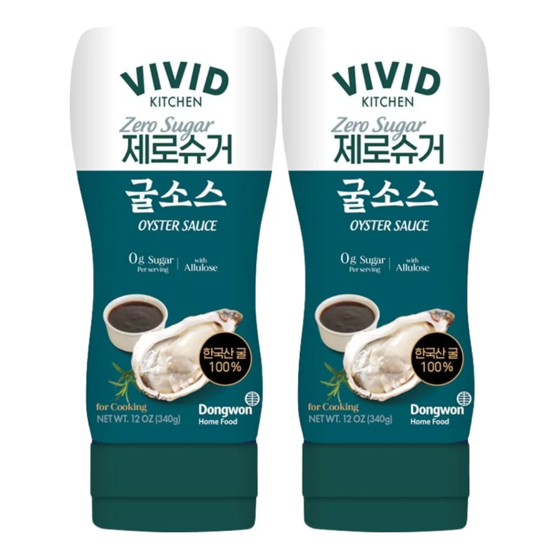VIVID KITCHEN Oyster Sauce | Zero Sugar & Low-Calorie Sauces | No Preservatives | Versatile, Easy-to-Squeeze | for Cooking, Stir-Fries, Marinades, and Dipping Sauces | Sugar Free Oyster Sauce | Made with Korean Oyster (2 Pack) (Oyster Flavor)