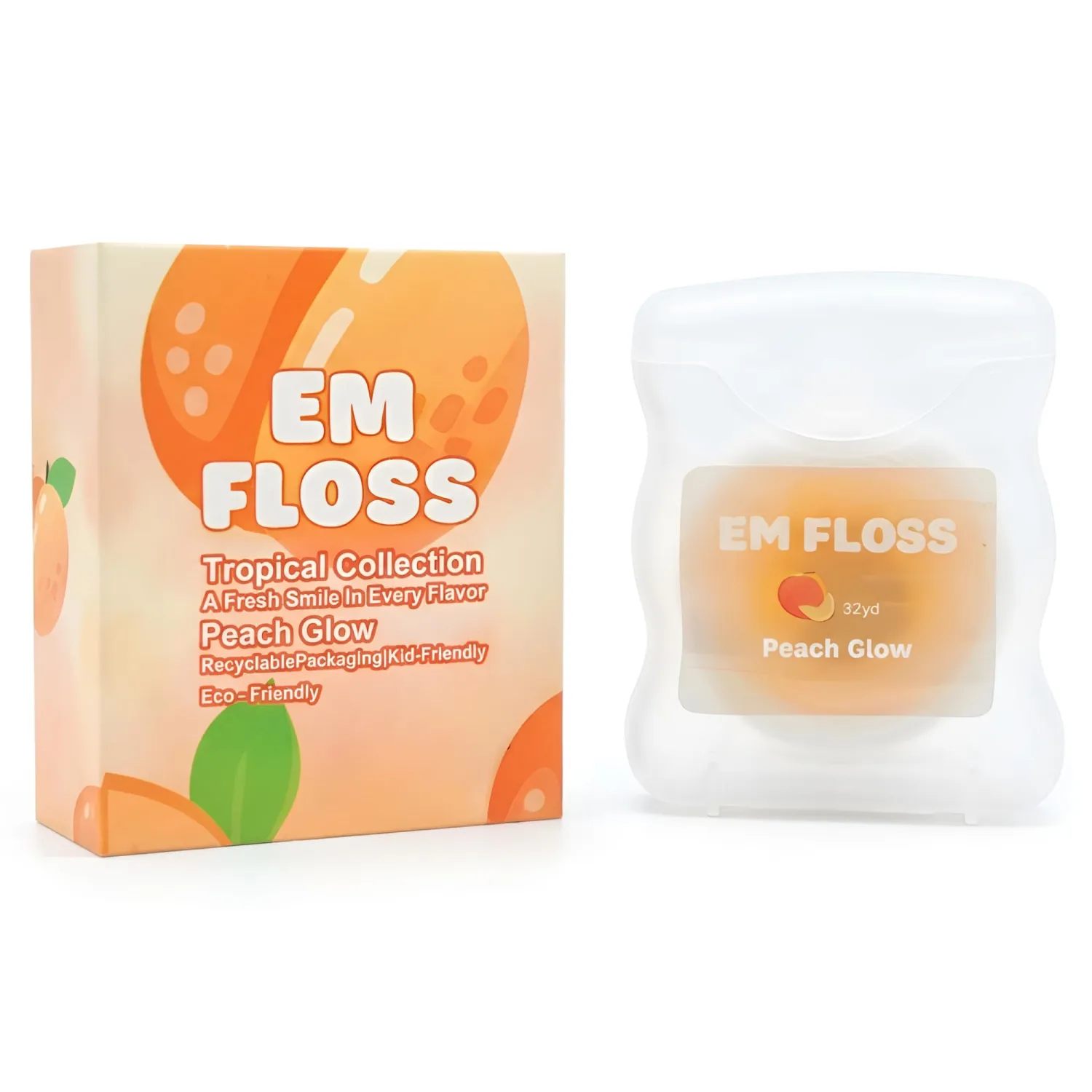 Waxed Expanding Dental Floss, Trial Pack, Coconut Oil Infused, Smooth Glide for Sensitive Gums, Strong & Shred Resistant, for Adults & Kids, Peach Glow