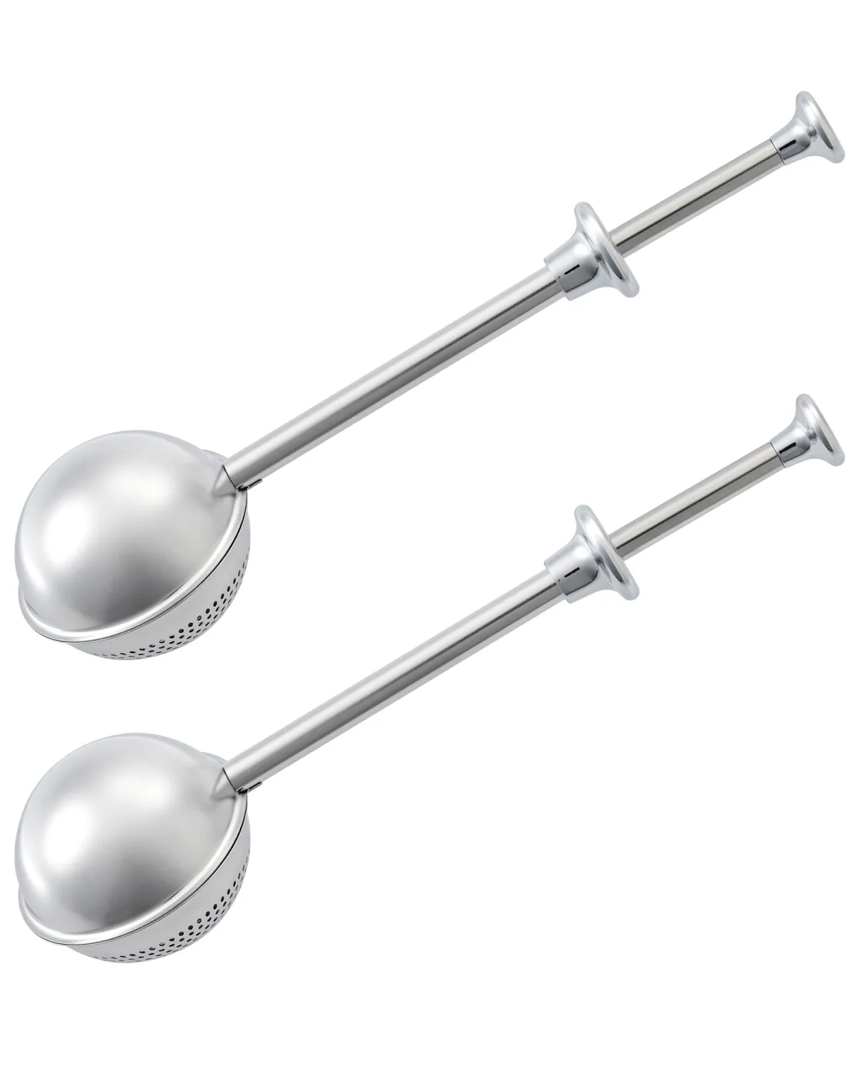 2 Pack Flour Duster for Baking, Stainless Steel flour sifter with One-Handed Spring Handle, Fine Mesh Baking Dusting Wand for Powdered Sugar, Cocoa, Spices, Even Sprinkle