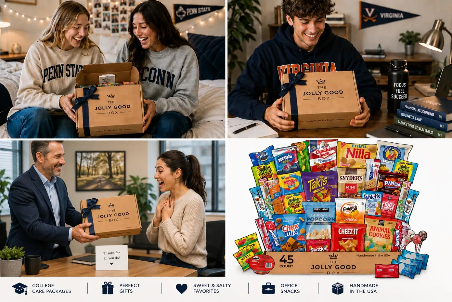 45 Count Snack Variety Gift Basket Snack Box Care Package Chips Cookies Candy Treats Snack Variety Pack for Adults Men Women College Students Boys Guys Girls Kids Grandkids Teens – Ideal for Graduation Birthdays Office Employees Military, all holidays including Father's Day, by Jolly Good