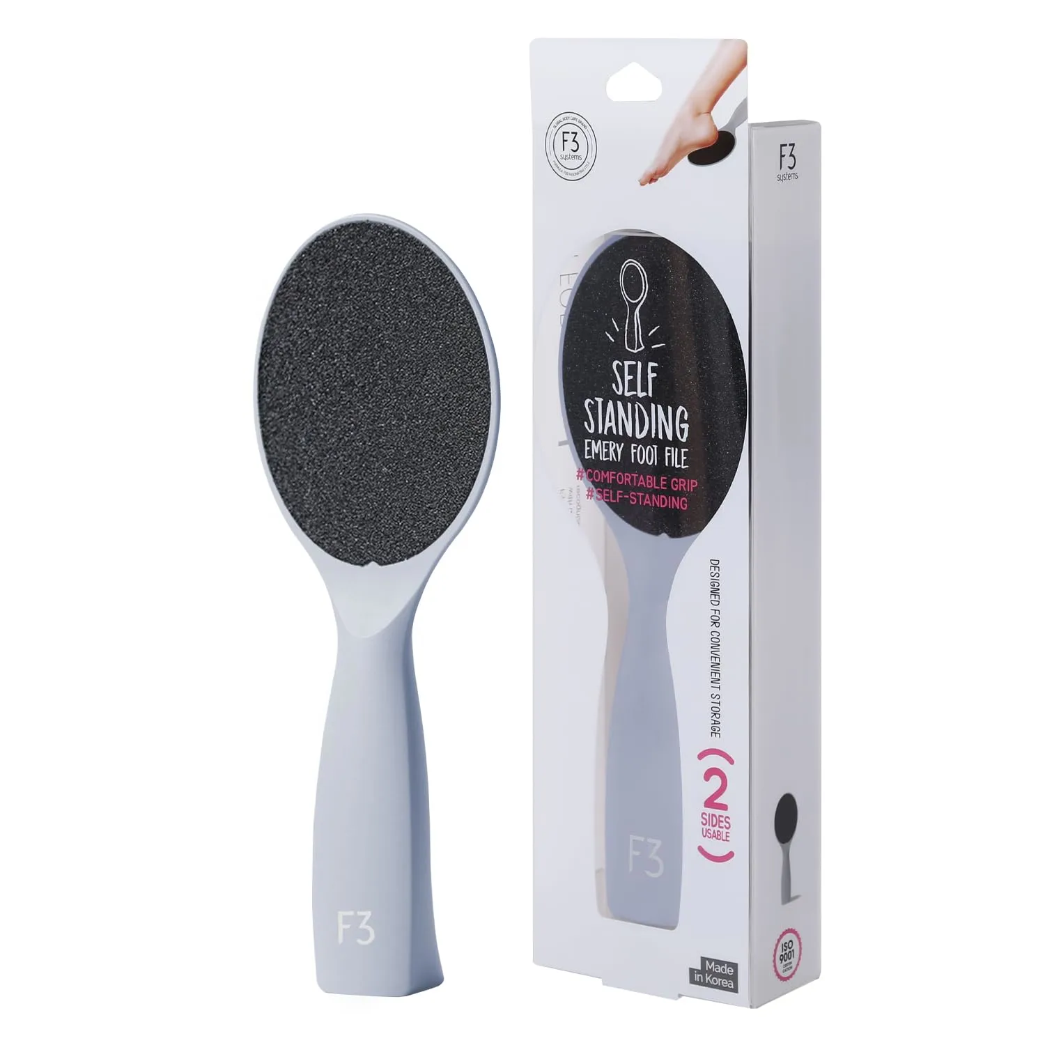 Self-Standing Emery Foot File, Double-Sided Pedicure Tool, Effective for Cracked Heel, for Wet & Dry Feet, Pedicure, Hygienic Exfoliating, Callus Remover, Foot Scrubber (Pastel Blue)