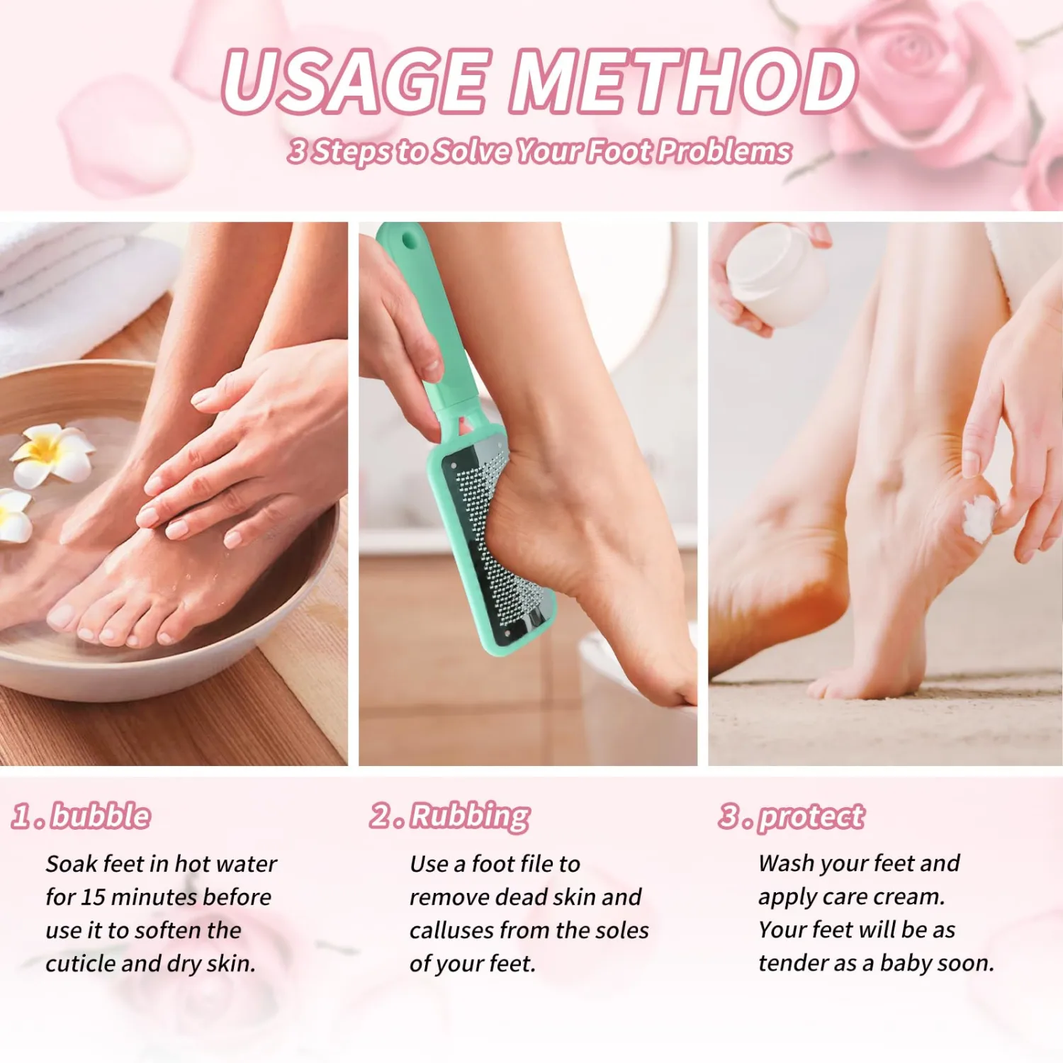 Topmeet Foot Callus Remover – Professional Stainless Steel Foot File for Dead Skin, Callus & Hard Skin Removal – Ergonomic Design for Smooth, Baby-Soft Feet (Green)