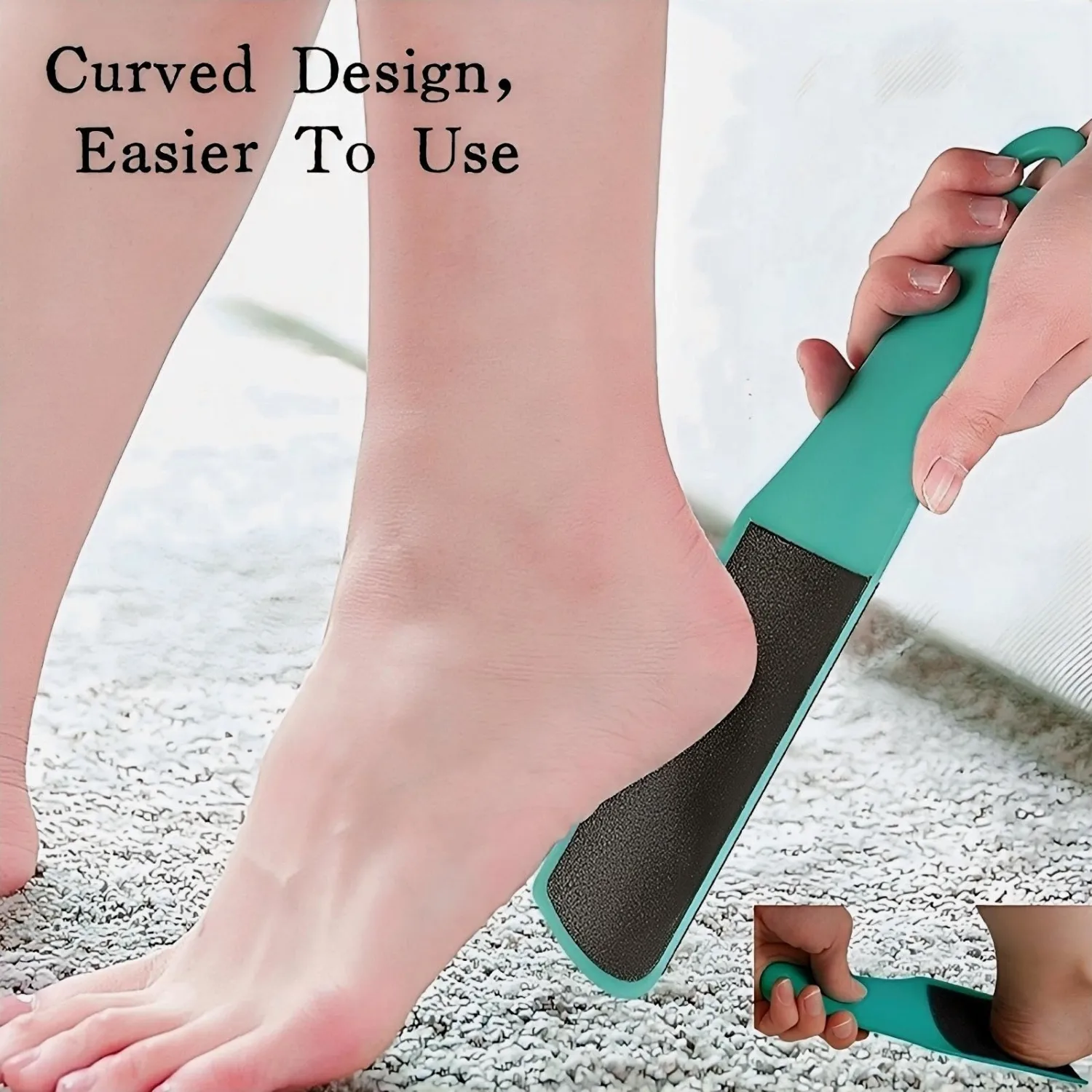 U-Shaped Curved Foot File, Double-Sided Dead Skin Callus Remover, Foot Scrubber for Wet and Dry Feet – Curved Design for Full Heel & Side Exfoliation, 1 PCS Light Green