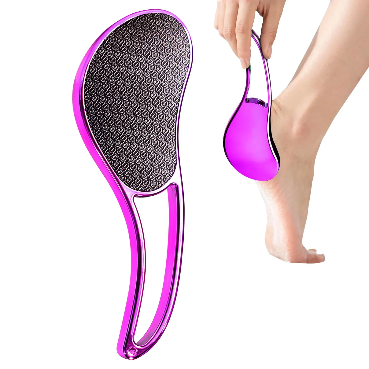 Glass Foot File, Crystal Glass Callus Remover Foot Scrubber and Heel Scraper for Men, Women, Dead Skin Removal Pedicure Tool, Rose Red