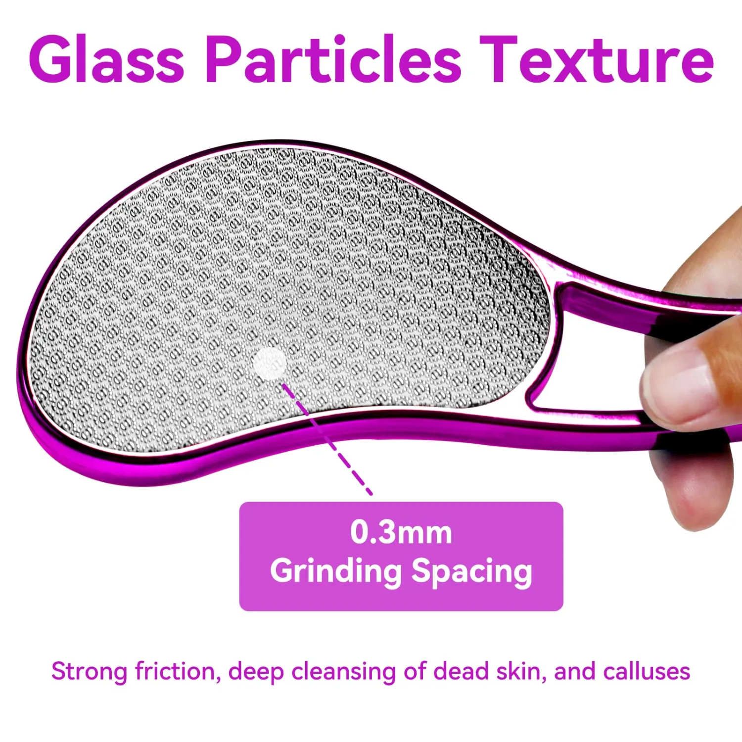 Glass Foot File, Crystal Glass Callus Remover Foot Scrubber and Heel Scraper for Men, Women, Dead Skin Removal Pedicure Tool, Rose Red