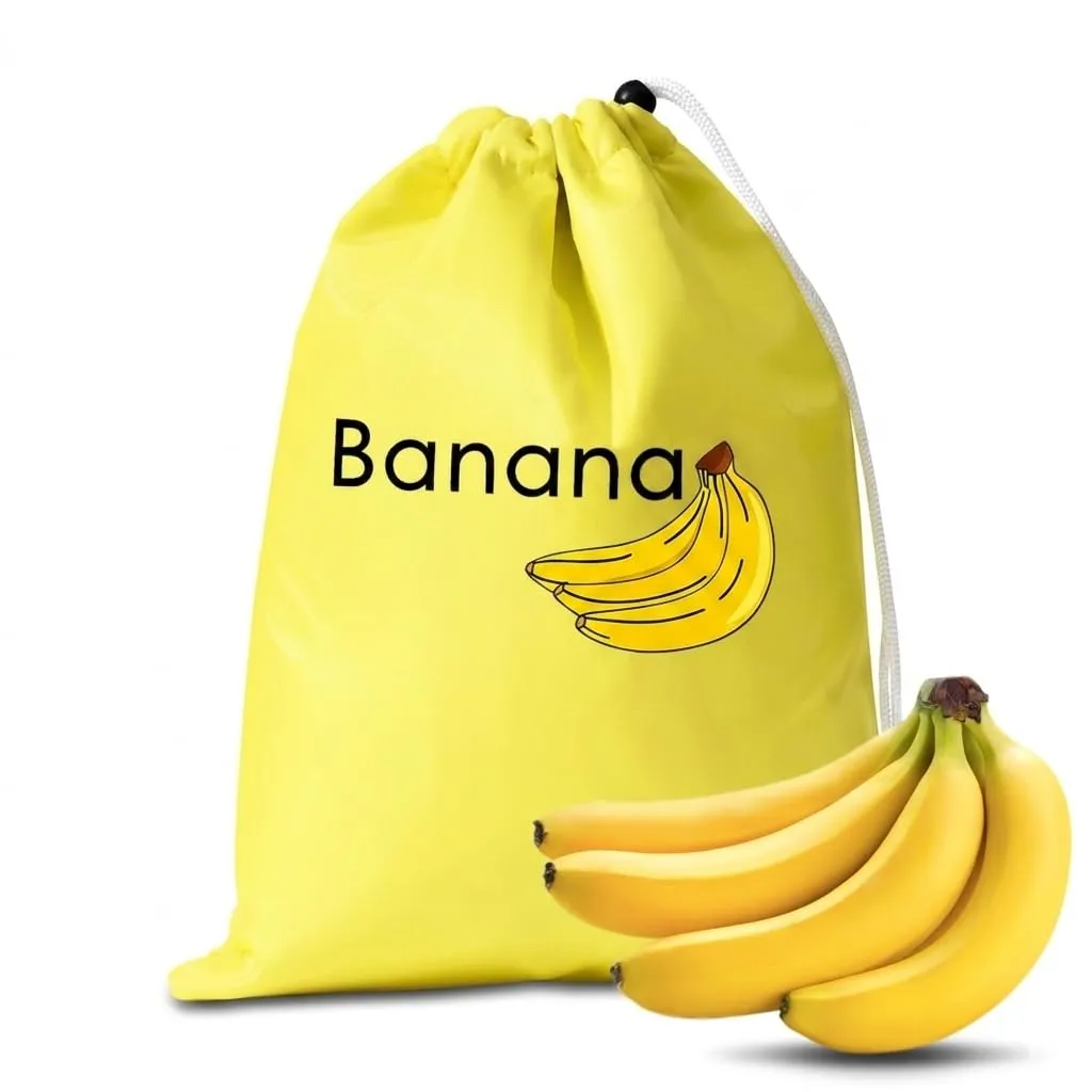 Banana Storage Bag with Aluminum Foil Lining, Reusable Banana Keeper Bag 13.8 x 11 in with Bead-Lock Closure, Banana Saver Produce Storage Bag Helps Keep Bananas Fresh Longer for Travel