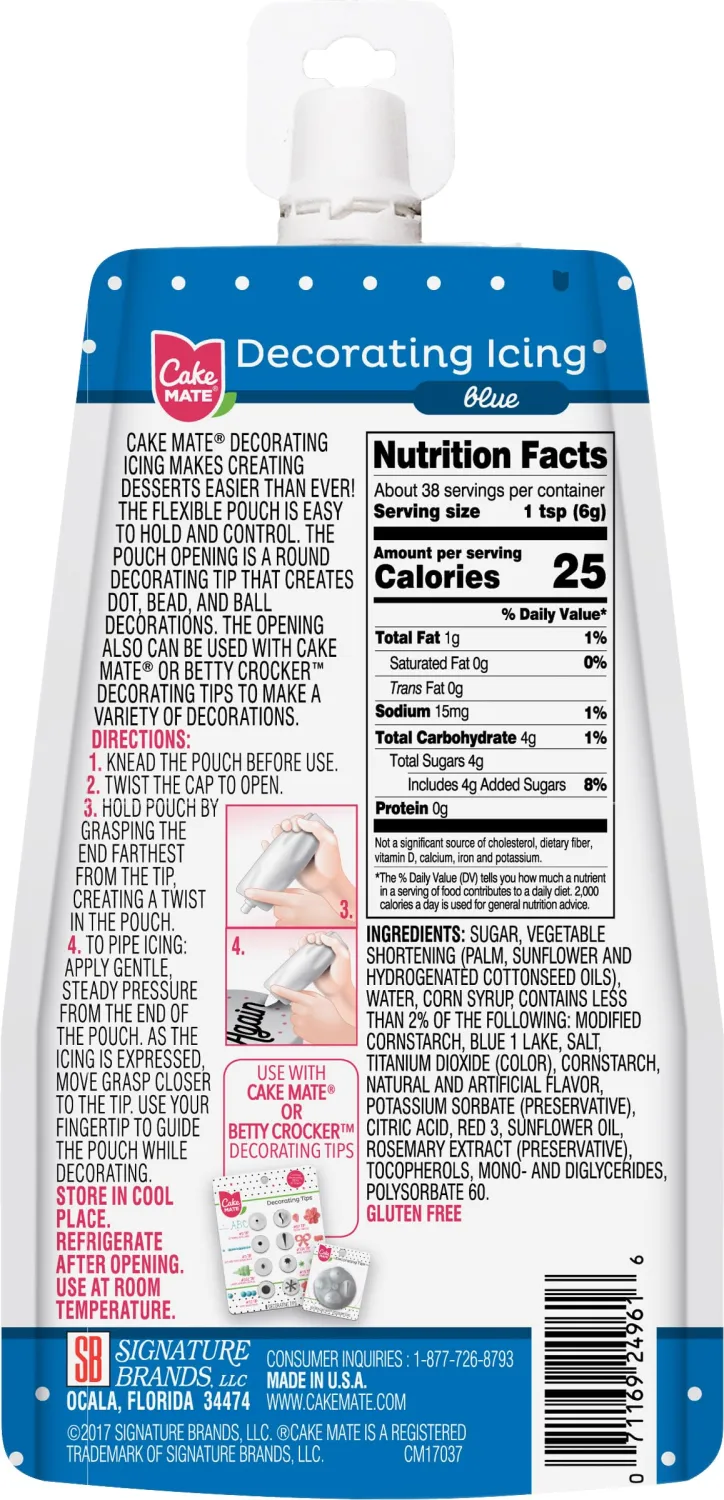 Cake Mate Decorating Icing Pouch, 8 oz, Blue