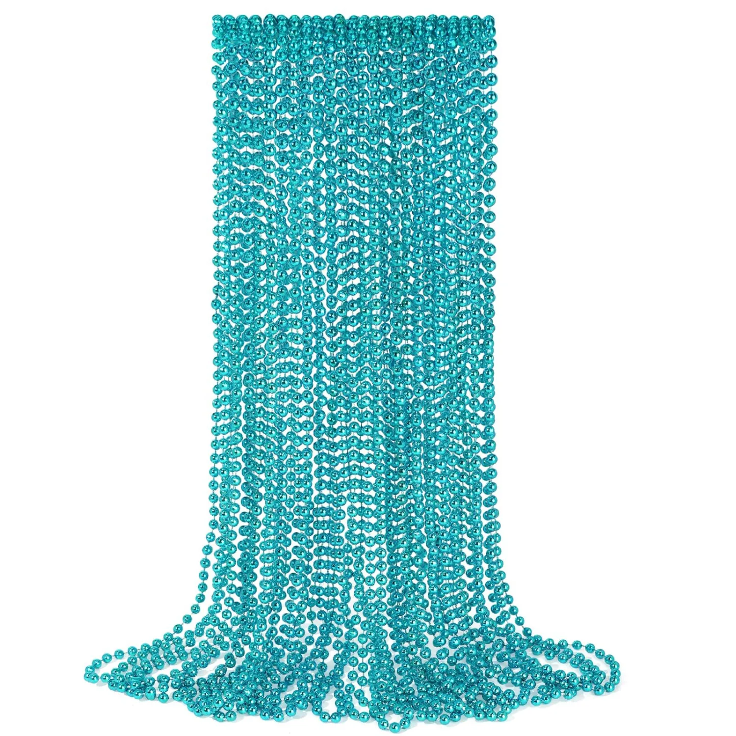 YAXINRUI 12 PCS Teal Bead Necklaces, Teal Mardi Gras Beads, 33 Inch Beaded Necklaces School Spirit Day Necklace for Mardi Gras Party Christmas Festive Events, Party Favors