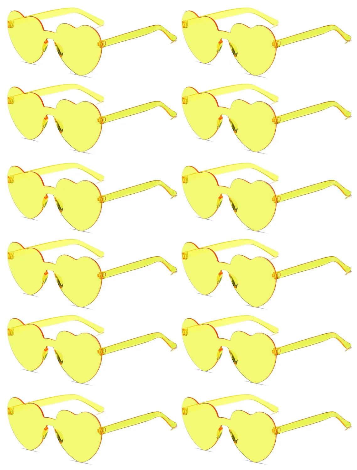 12/20/24 Pairs Heart Sunglasses for Women Men, Trendy Heart Shaped Rimless Transparent Sunglasses, Party Favors