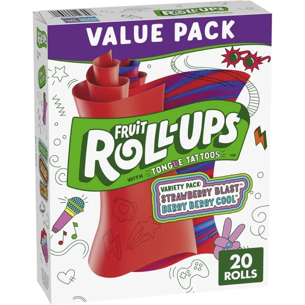 BETTY CROCKER FRUIT ROLL UPS VARIETY PACK ROLL FRUIT SNACK - 0016000127093, 0.5 Ounce (Pack of 20)
