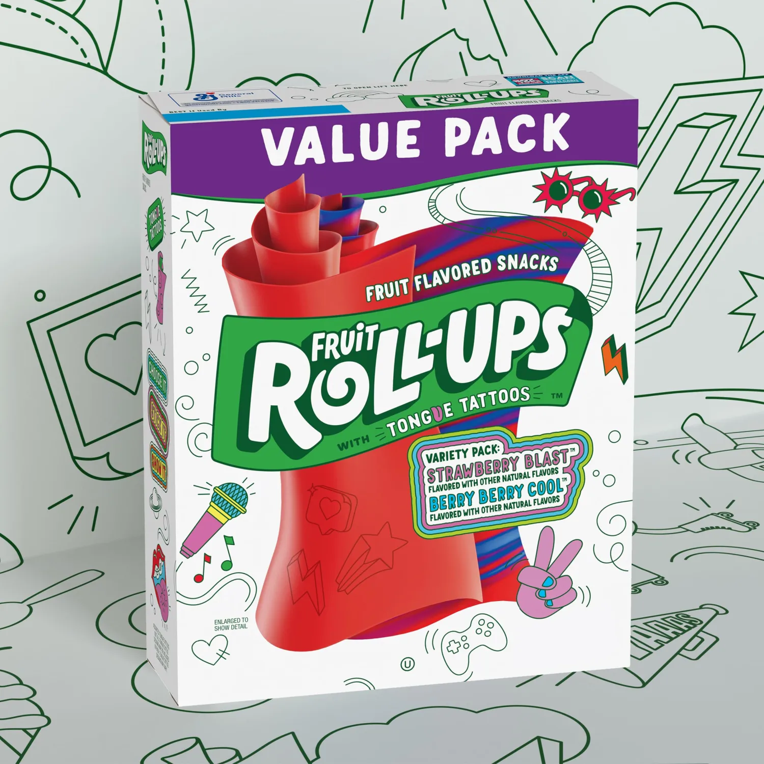 BETTY CROCKER FRUIT ROLL UPS VARIETY PACK ROLL FRUIT SNACK - 0016000127093, 0.5 Ounce (Pack of 20)