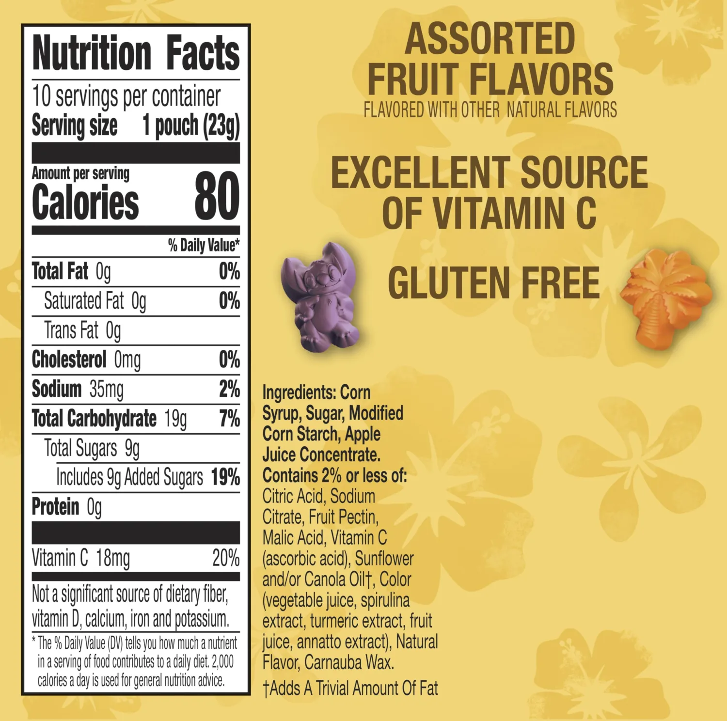 Disney Stitch Fruit Flavored Snacks, Fat Free and Gluten Free Snacks, 8 oz (10 Pouches)