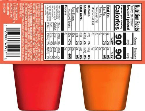 Snack Pack Strawberry and Orange Flavored Juicy Gels Cups, 3.25 oz., 4-Count