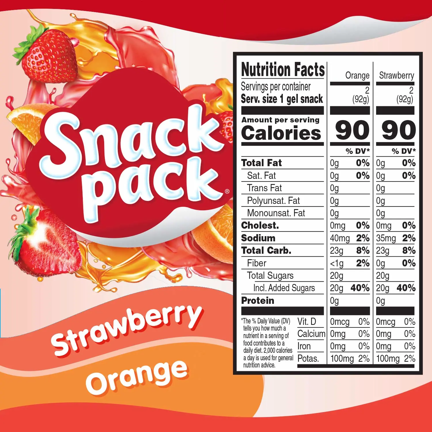 Snack Pack Strawberry and Orange Flavored Juicy Gels Cups, 3.25 oz., 4-Count