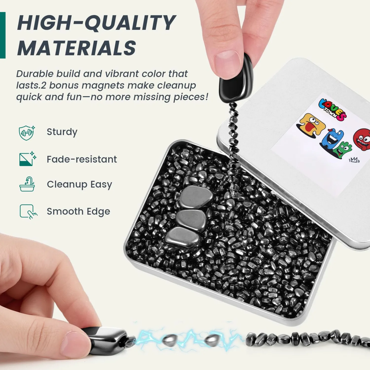 LovesTown 1100PCS Magnetic Beads, Fidget Toys Rocks Ferrite Putty Stones for Adults Teenagers Office Goodie Stuffer 5mm Black