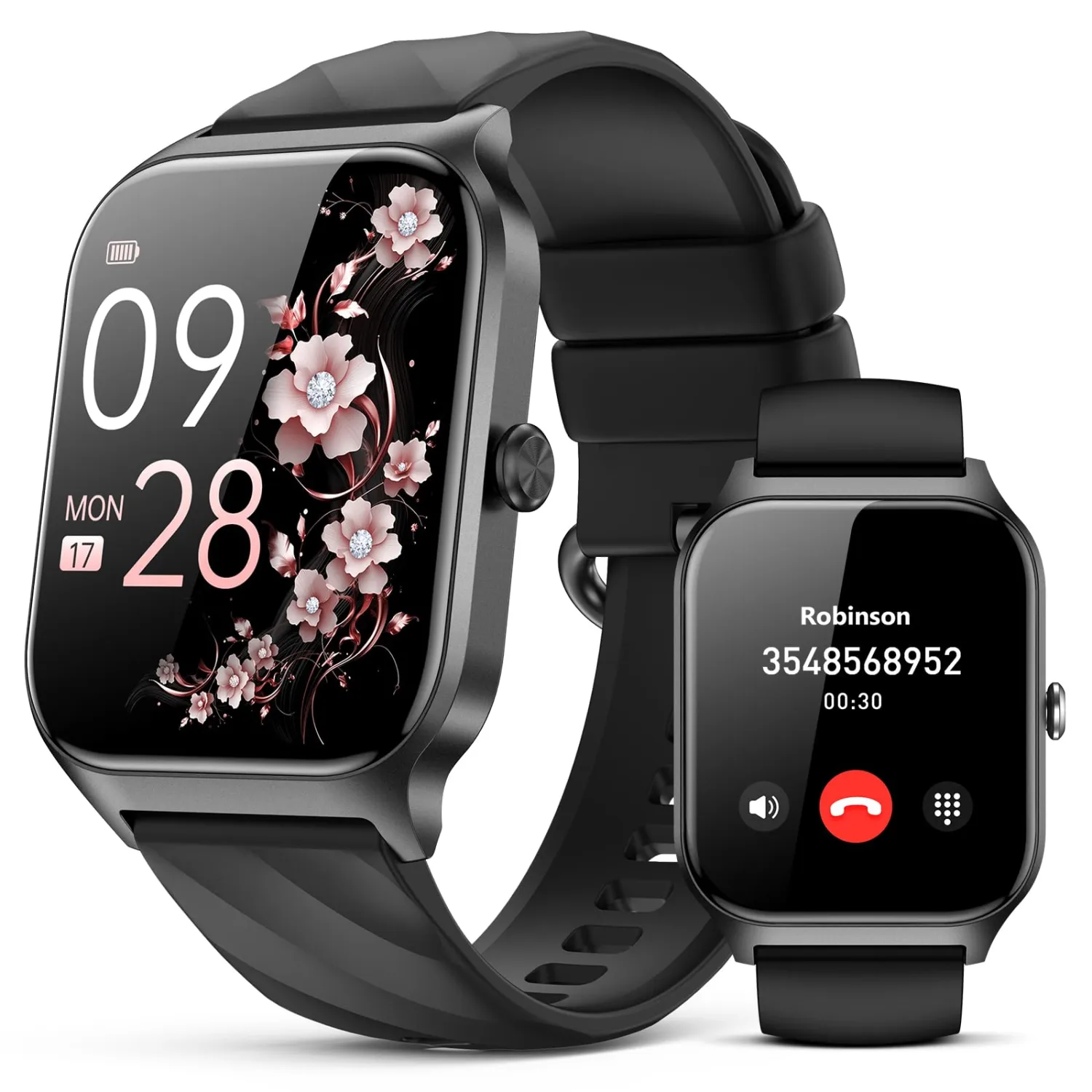 Smart Watch for Women Men,(Answer/Make Call) 1.83'' Fitness Activity Tracker Smartwatch for Android iPhone iOS Compatible,IP68 Waterproof Step Counter Watch with Sleep Monitor, 2 Traps