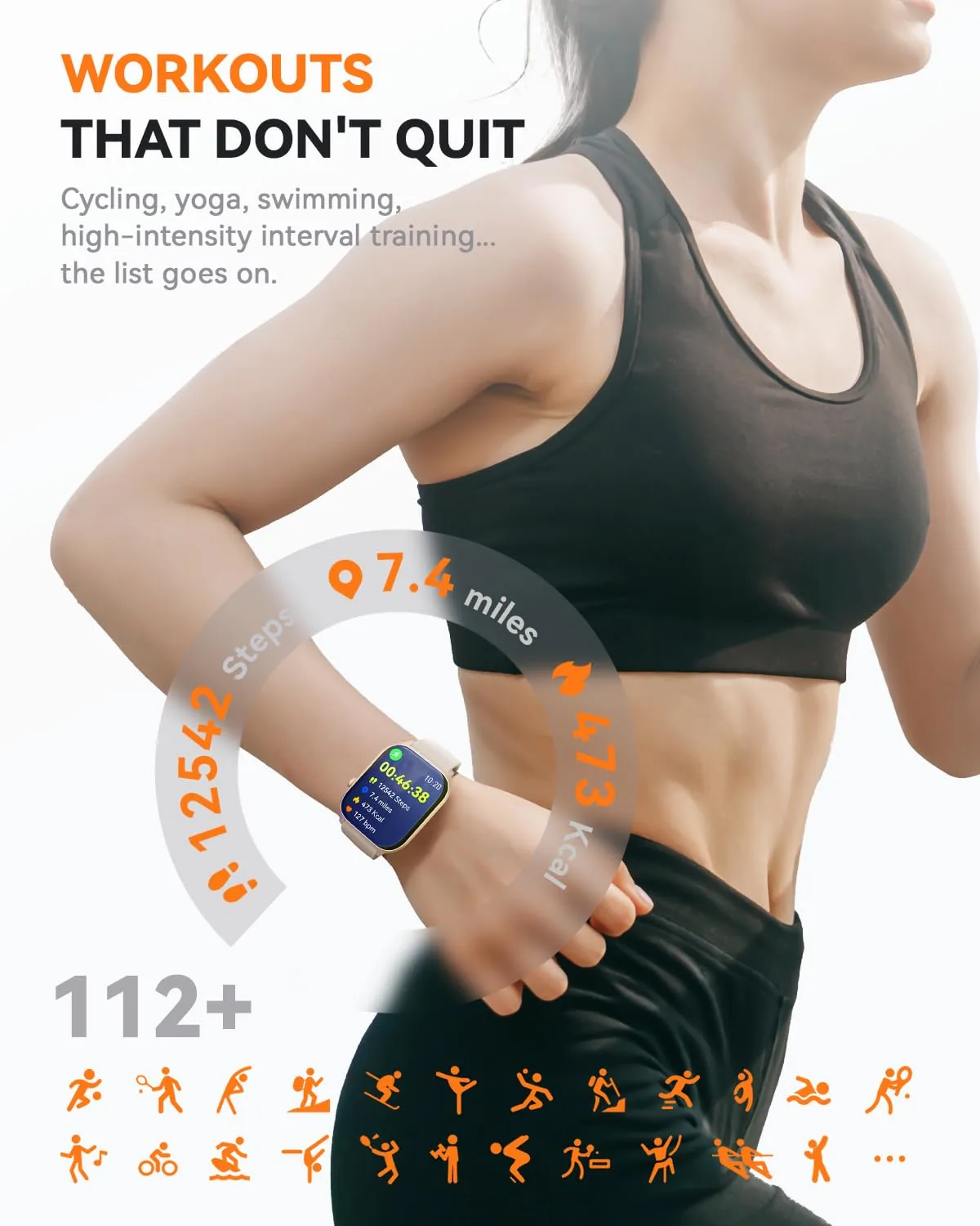Smart Watches for Women Men, Fitness Tracker Watch with 110 Sports Modes, Step Counter/Sleep Monitor/Pedometer, IP68 Waterproof, Bluetooth Call & Music Control Smartwatch for iPhone/Android,Gold