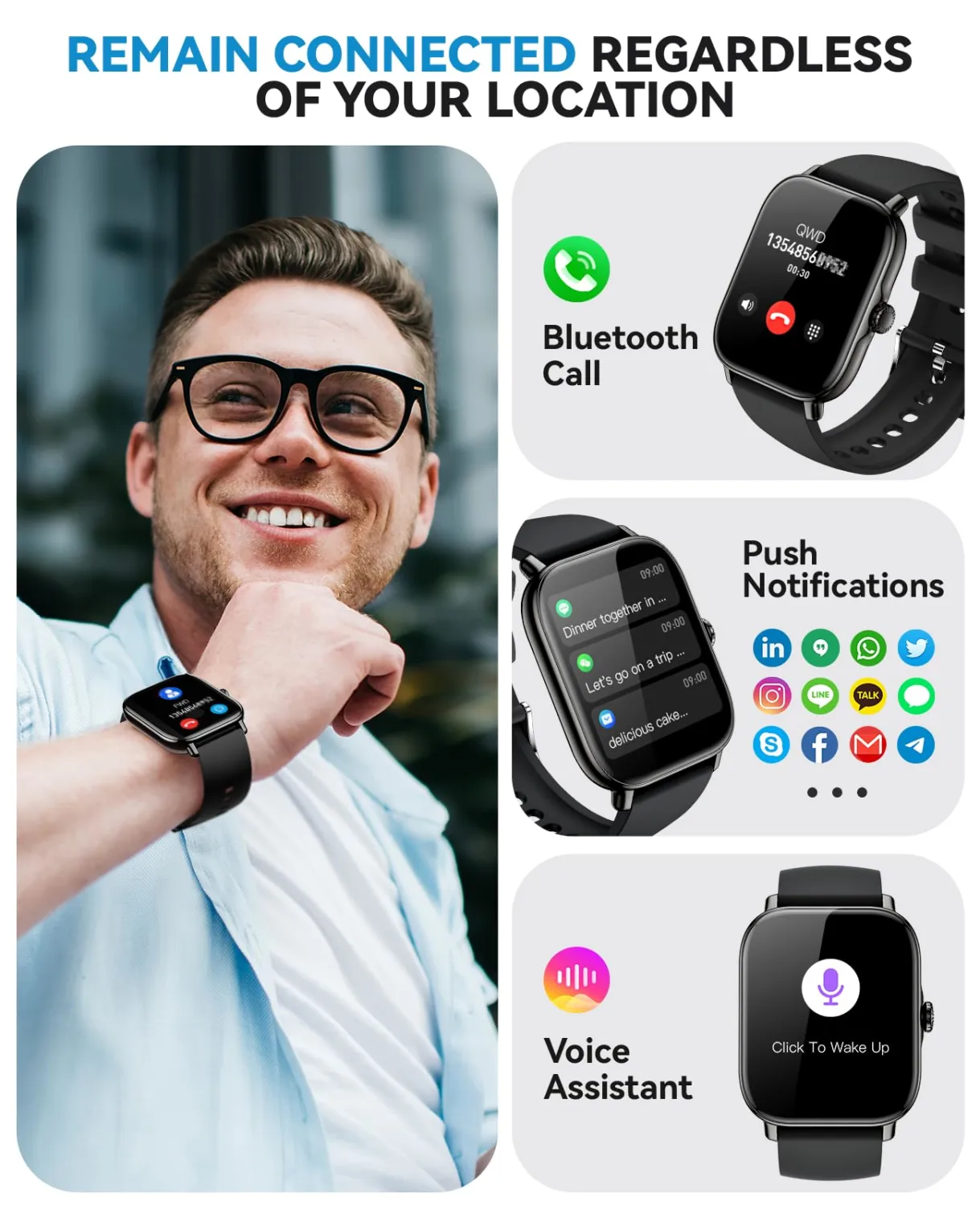 Smart Watch for Women Men- Answer/Make Call, 2025 IP68 Waterproof Fitness Step Tracker Watch with Sleep Monitor/Activity Counter/110+ Sport Mode, Smartwatch for Andriod iPhone iOS Samsung Compatible