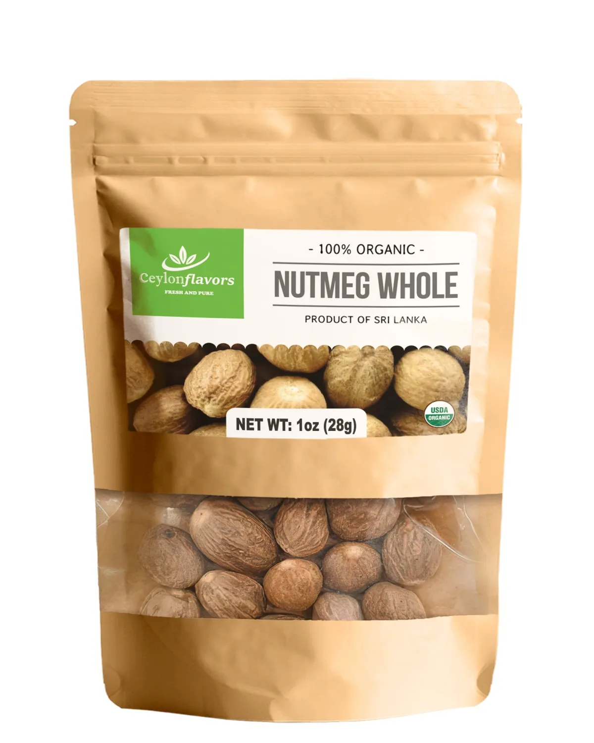 Whole Nutmeg from Ceylon, Authentic, Handpicked from Organic Farms, Natural Super food enriched with aroma & flavors for cooking 2 oz | (56 g)