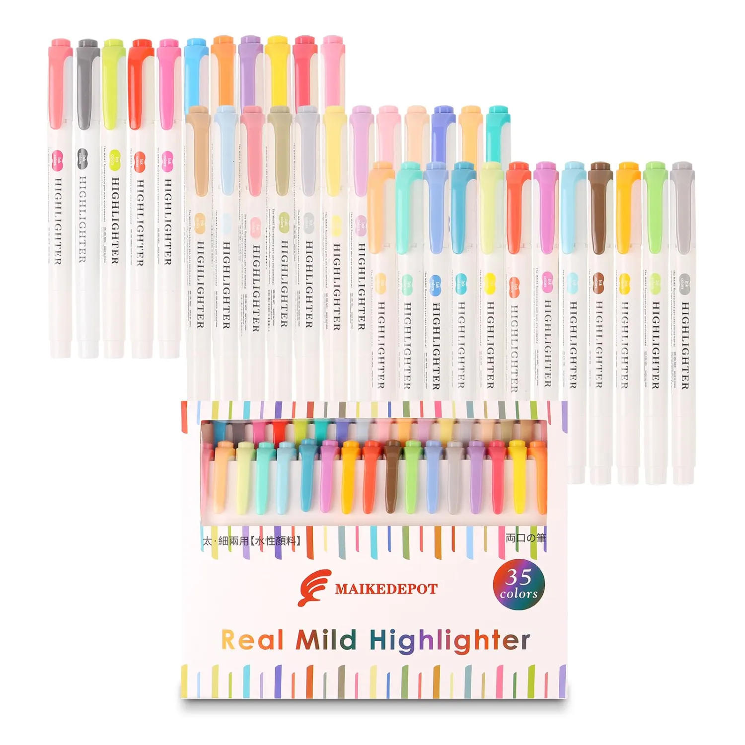 35 Pack Pastel Highlighters, Dual Tip Mild Color Highlighters Assorted Colors, No Bleed Chisel & Fine Tip Highlighter Markers for Bible Journaling, Notes Taking, School Office Supplies