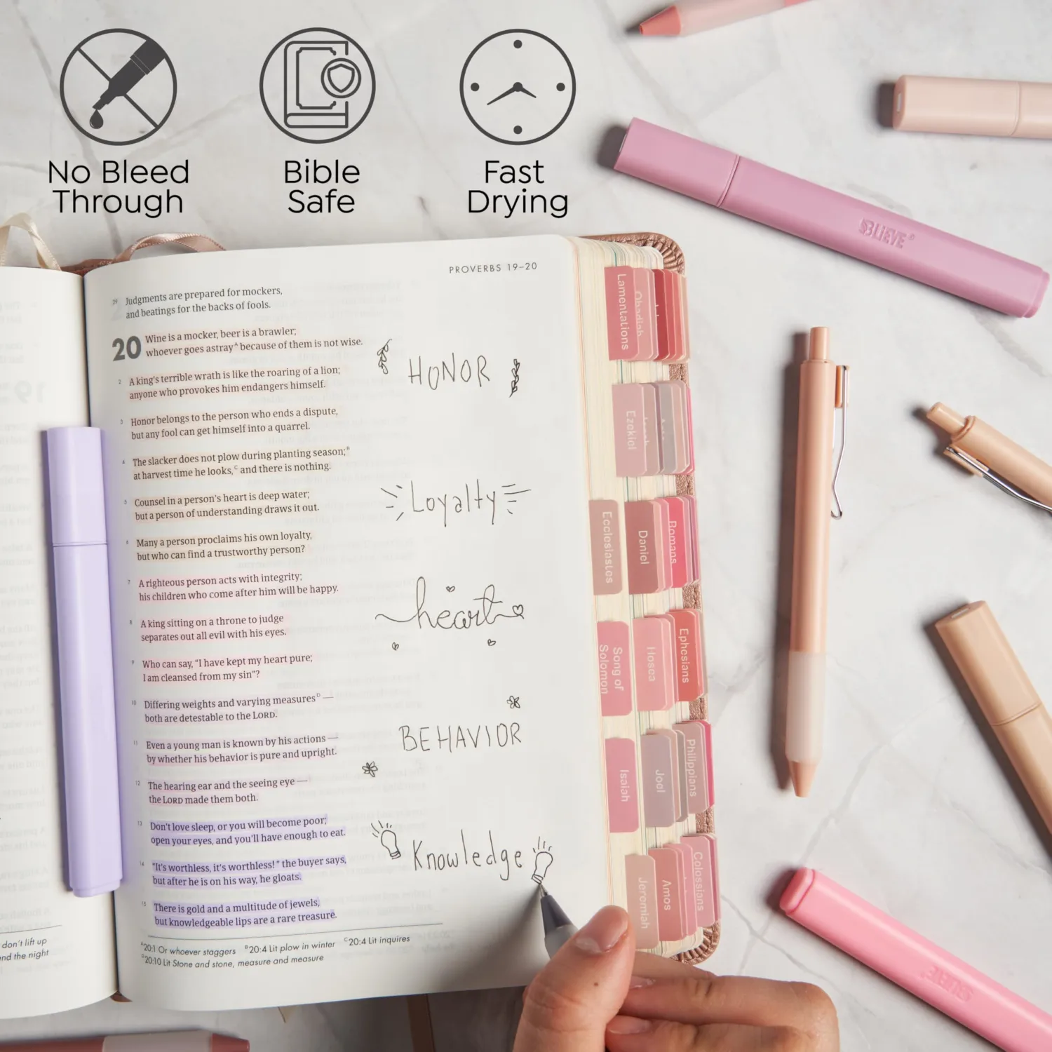 BLIEVE - Aesthetic Highlighters and Gel Pens With Soft Ink and Chisel Tip, Bible Highlighters and Pens No Bleed, Dry Fast Easy to Hold, for Bible Journaling Planner School Supplies (MORANDI)
