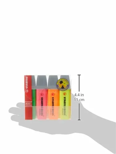 STABILO - BOSS ORIGINAL - Highlighter - Pack of 4 - Yellow, Orange, Green, Pink