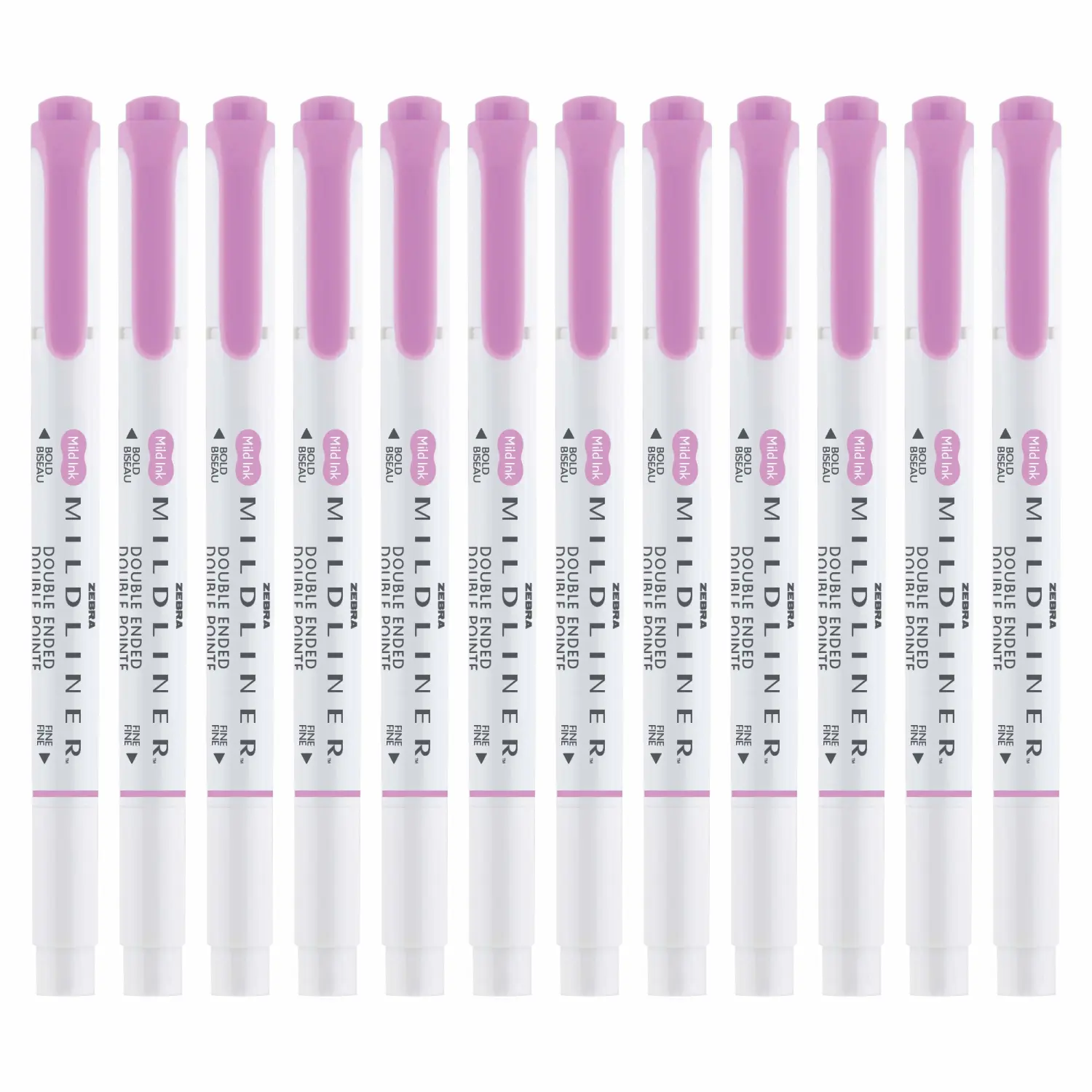 Zebra Pen Mildliner Double-Ended Highlighter Marker Set, Broad and Fine Point Tips, Ideal for Bible Highlighting, No Bleed, Mild Magenta Ink, 12-Pack (78270upc)