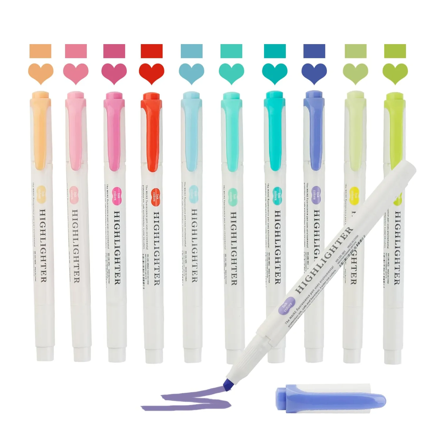 10 Pack Real Mild Highlighters, Compact Assorted Pastel Colors Dual Tip Highlighter, No Bleed Small Pack Highlighters for Bible Journaling Bullet Journal Notes Travel