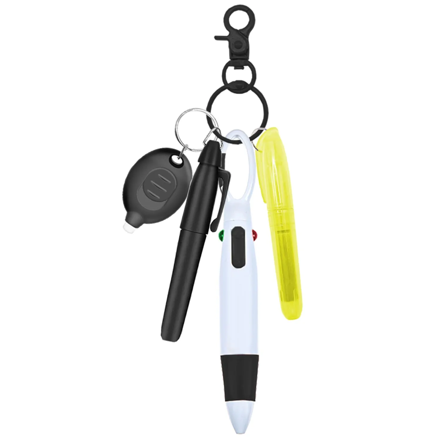 Nurse Pen Set, Badge Reel Pen Include Highlighter, Permanent Marker, LED Keychain Flashlight, Ballpoint Pen, and Nursing Keychain Clip (Black)