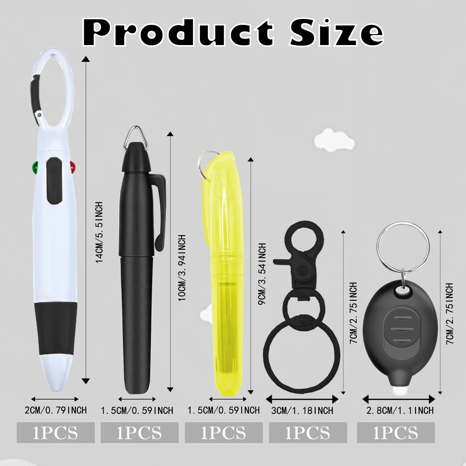 Nurse Pen Set, Badge Reel Pen Include Highlighter, Permanent Marker, LED Keychain Flashlight, Ballpoint Pen, and Nursing Keychain Clip (Black)