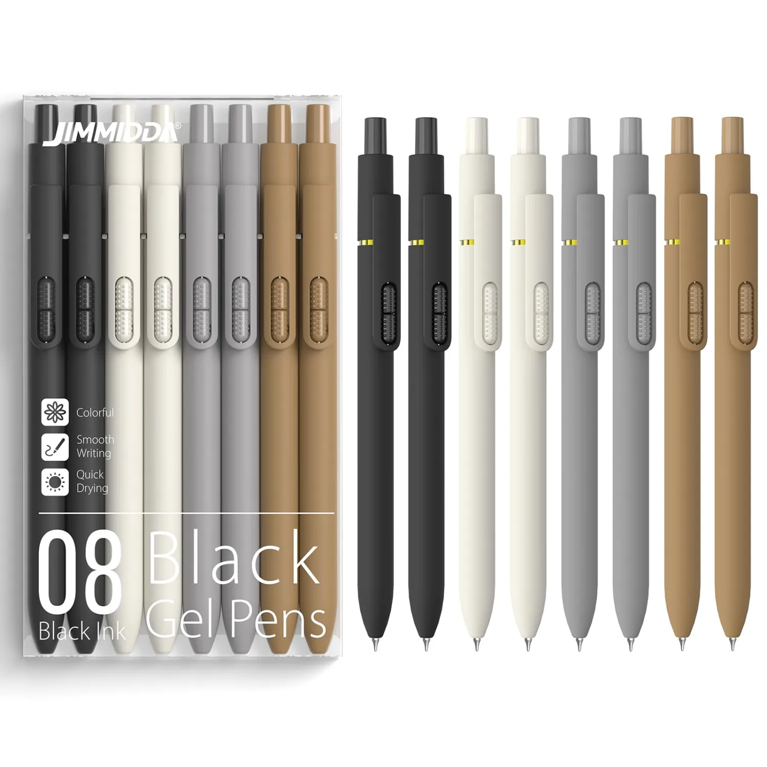 8 Pack Gel Pens 0.7mm Smooth Quick-Dry Fidget Retractable for Journaling - Classic