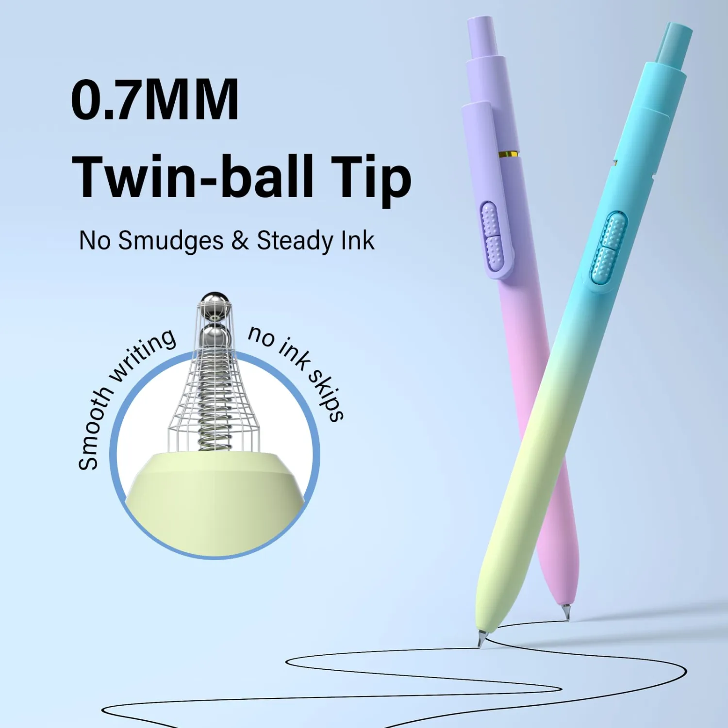 8-Pack Black Gel Pens, 0.7mm Medium Point, Quick-Drying Retractable Ink Pens for Smooth Writing, Office School Supplies for Men Women (Gradient - 8Pcs)