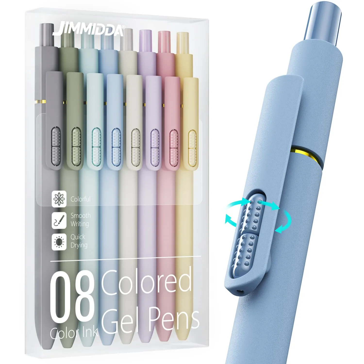 Colorful Gel Pens - 8 Pcs Colored Ink Pens Coloring | 0.7MM Smooth Writing Medium Point - Quick Drying Retractable Colored Pen for Journaling Note Taking (Morandi - 8Pcs