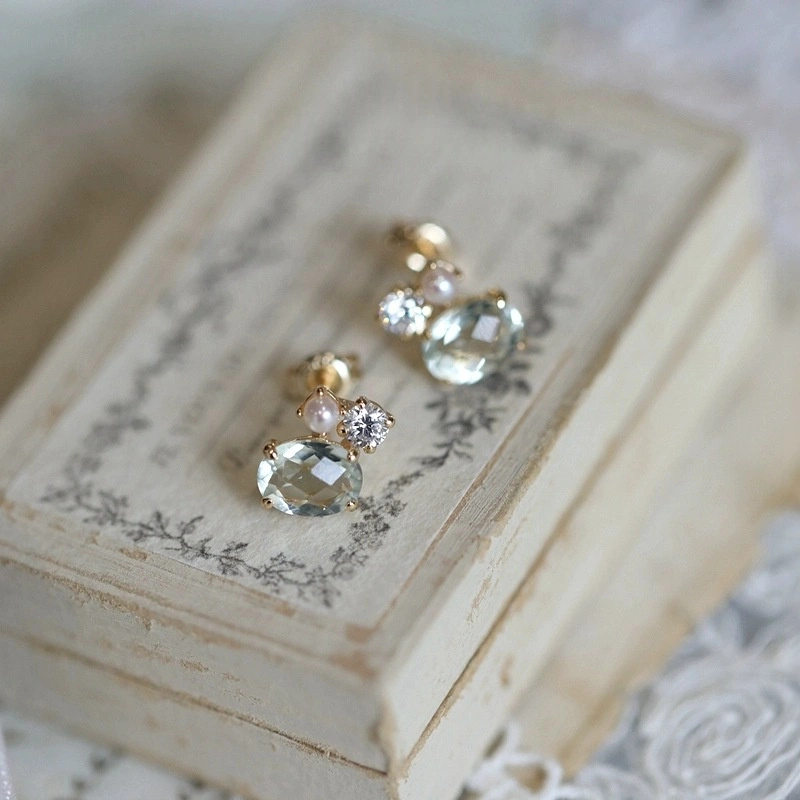 Oval Zircon Silver Stud Earrings Women