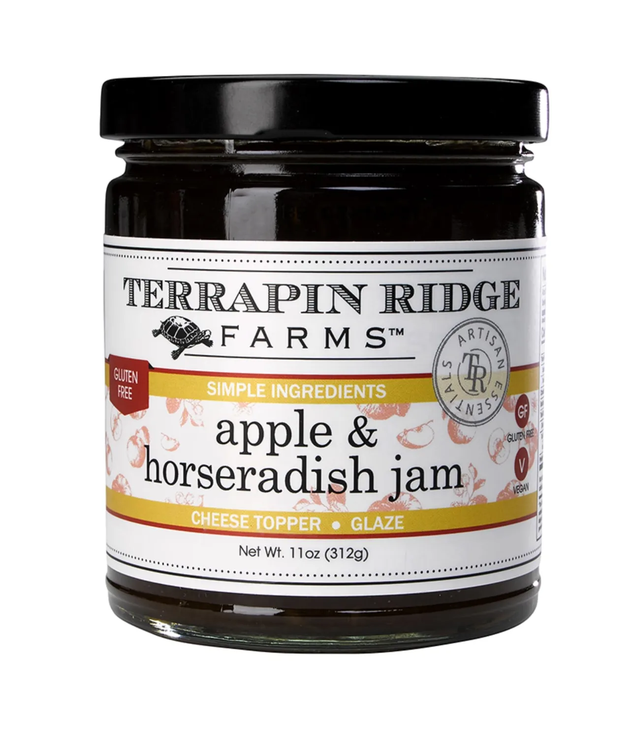 Terrapin Ridge Farms Apple Horseradish Jam – Sweet & Spicy Jam for Meats, Cheese, and More – Gluten Free, Vegan – 11 oz jar