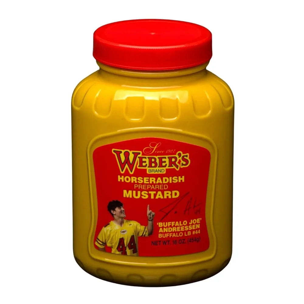 Buffalo’s Own Weber's Original Horseradish Mustard, 16oz | Limited Edition Buffalo Joe Label | Bold Flavor for Every Meal | All-Natural, Vegan, Gluten-Free
