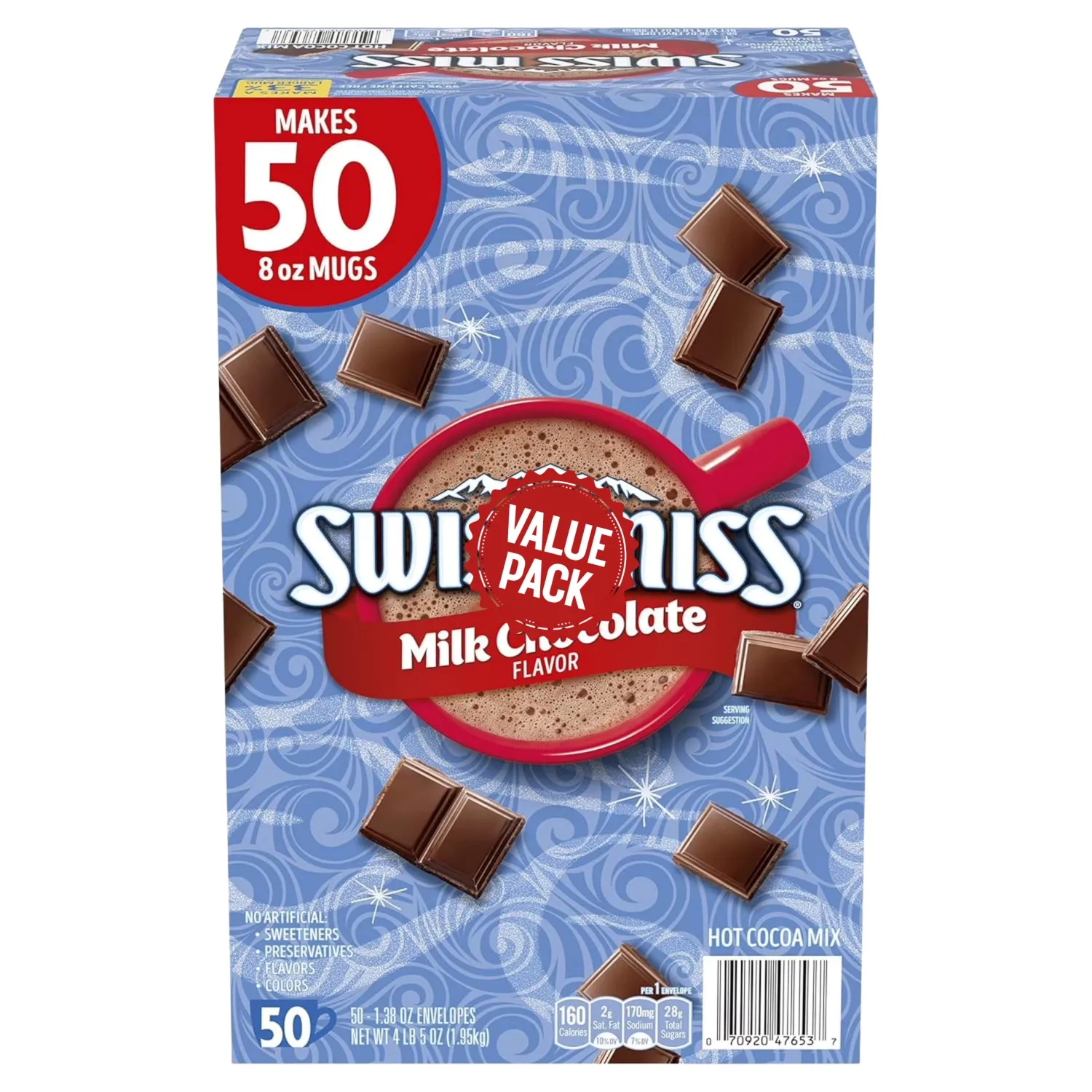 Swiss Milk Chocolate Hot Cocoa Mix Packets, 50 Count