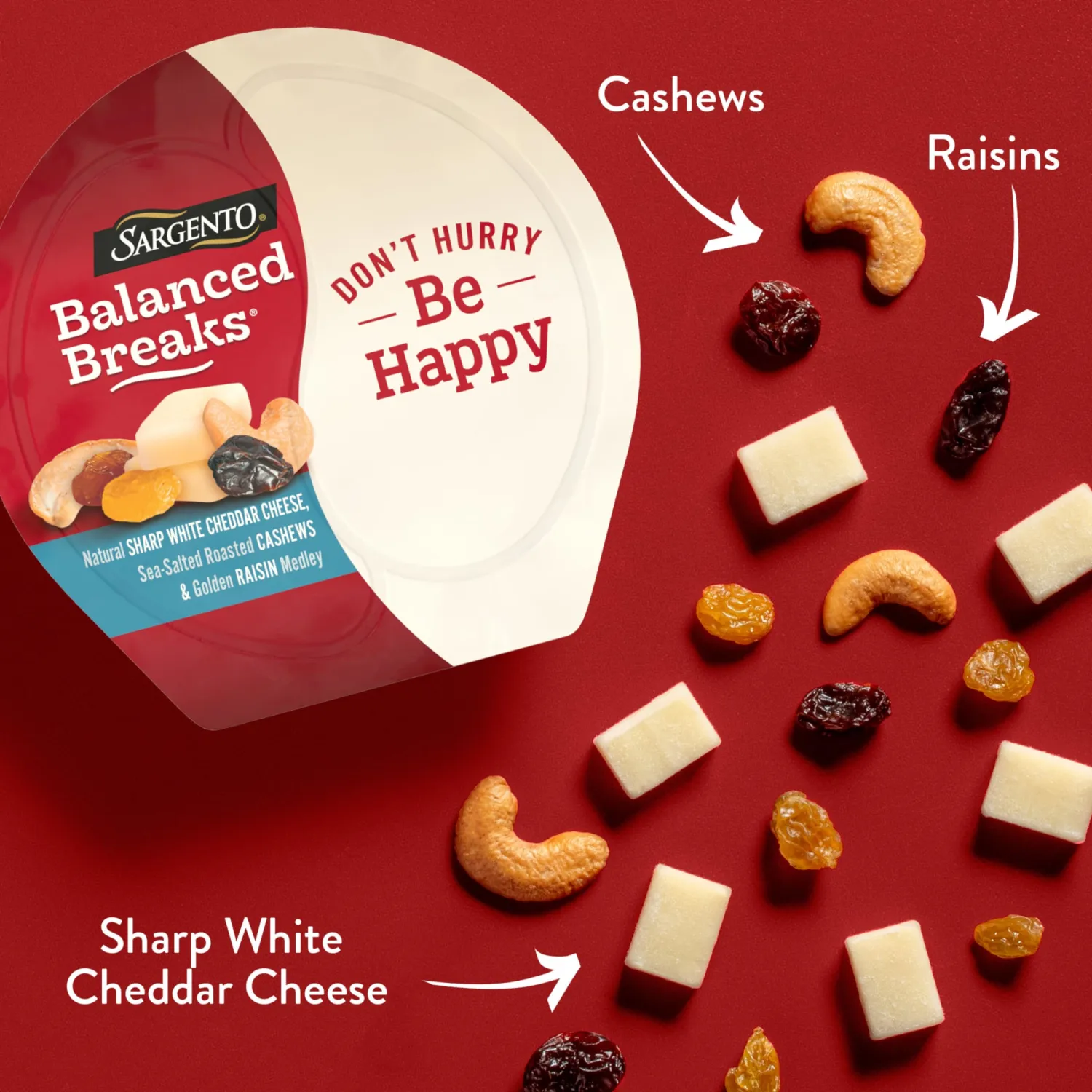 Sargento Balanced Breaks Sharp White Cheddar Natural Cheese, Sea-Salted Roasted Cashews and Golden Raisin Medley Snack Kit, 3-Pack