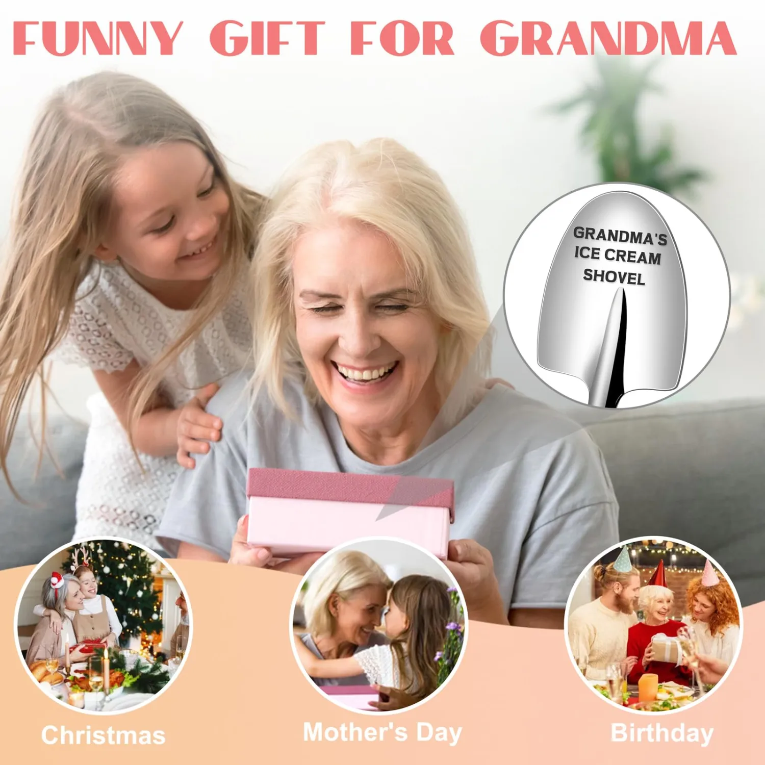 Mothers Day Gifts for Grandma, Grandma's Ice Cream Shovel - Birthday Christmas Funny Gifts for Grandma from grandkids