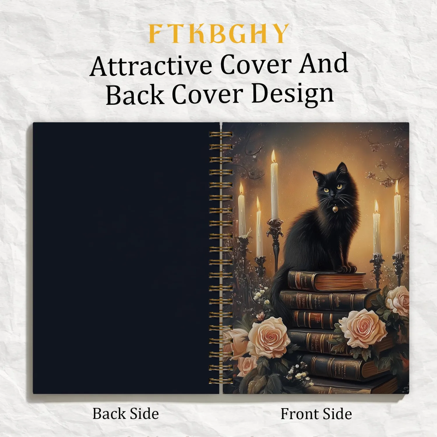 Vintage Witchy Gothic Black Cat Spiral Notebook, Dark Academia Moody Cat Notebooks for Note Taking, Cats Lover Mom Gifts, Mystical Floral Book Kitty Journal, 5.5x8.3 Inch